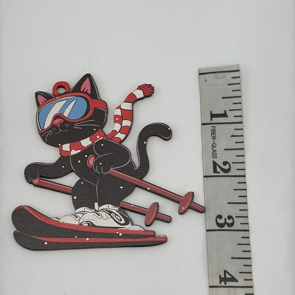 Black Cat Skiing Ornament – Winter Holiday Decor - Picture 2 of 4